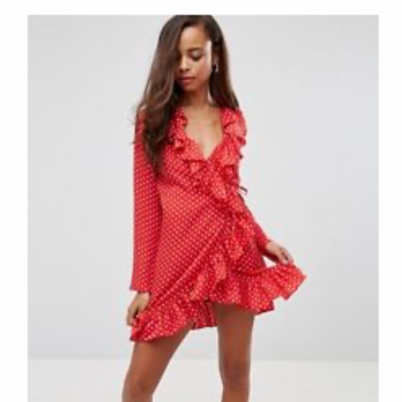 asos polka dot wrap dress